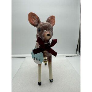 NWT White Pine Brown and White Glitter Deer Christmas Holiday Decor